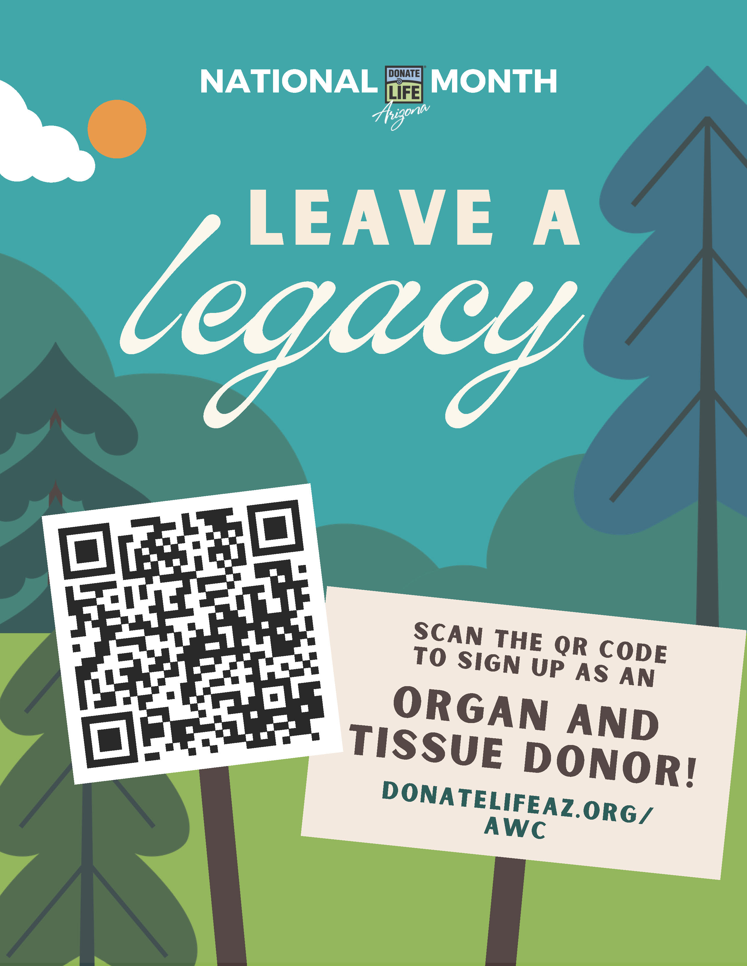 Donor QR code 2026 National Donate Life Month organ donation poster