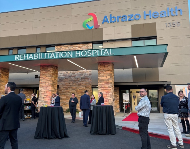 Rehabilitation hospital entrance during community event