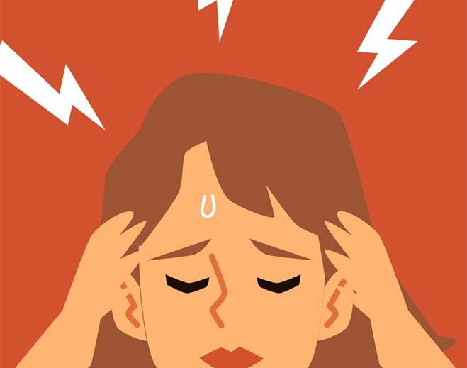 Illustration of person with severe headache